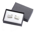 Matte Silver Metal Cufflinks - Rectangle